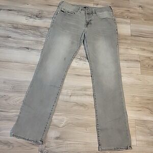 True Religion‎ Ricky Jeans Mens 32x33 Gray Relaxed Straight Denim Flap Pockets